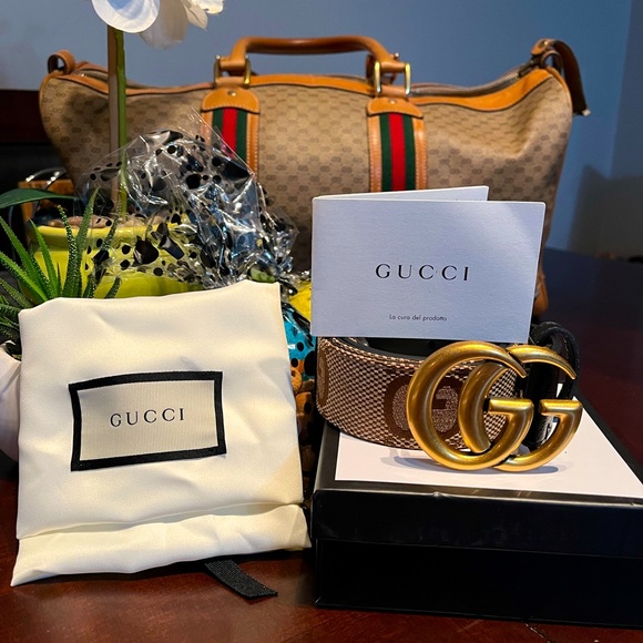 Gucci Gold and Brown Men's Belt - Picture 3 of 15